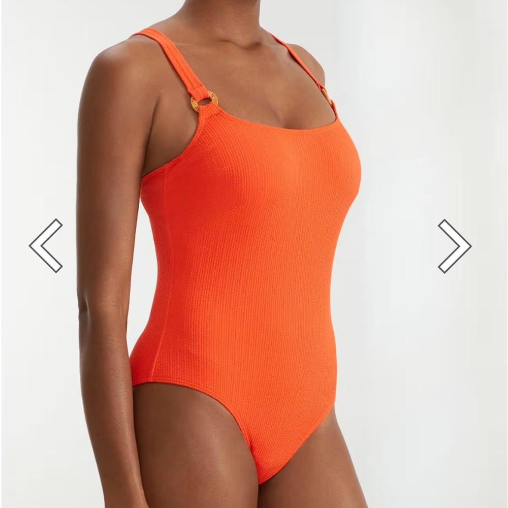 Textured Scoop One-Piece Swimsuit in Vibrant Orange